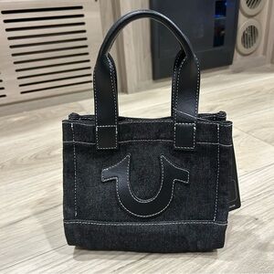 NWT True Religion Black Denim Mini Tote Bag